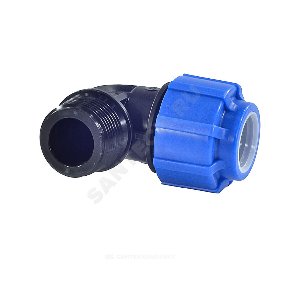 Отвод компрессионный ПЭ Дн 20х1/2"х90гр НР Ру16 ТПК-АКВА 50012012