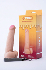 Реалистичный вибратор на присоске из кибер-кожи с выносным пультом Onjoy Remote Vibe-Dildo #10 (10 режимов) (Цвет: телесный)