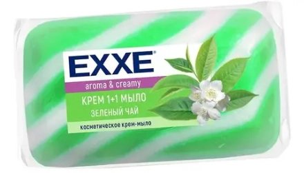Туалетное крем+мыло EXXE 1+1 "Зеленый чай" 1шт*80г  (ЗЕЛЕНОЕ) полосатое одиночное