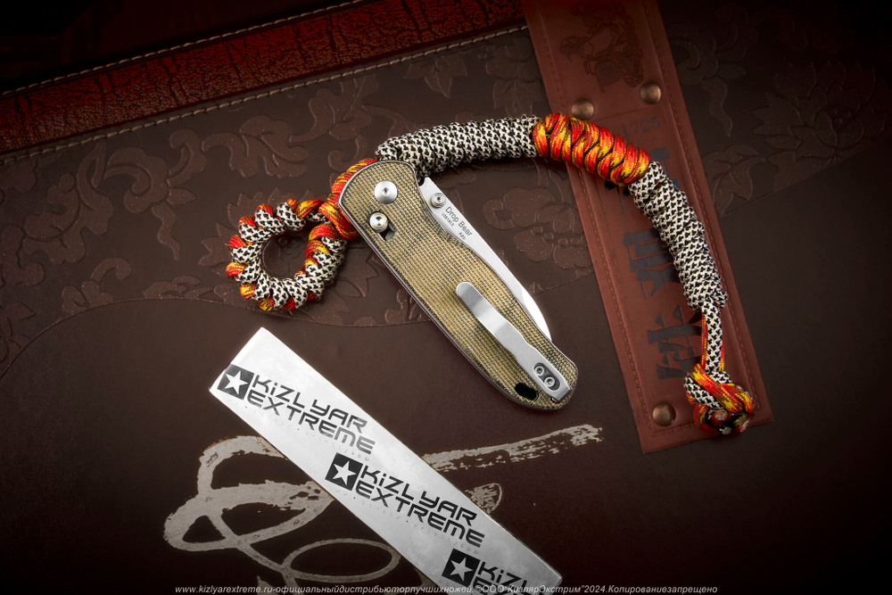 Складной нож Kizer Drop Bear сталь 154CM StoneWash рукоять Микарта