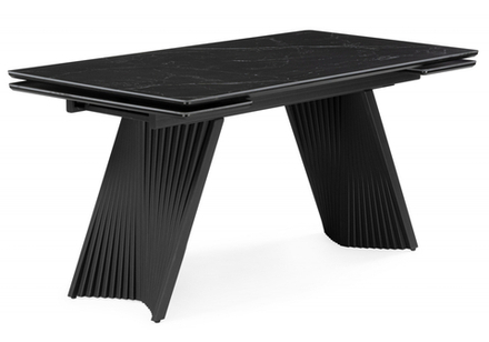 Керамический стол Woodville Вейв 140(200)х80 shakespeare black, черный