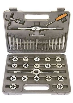 Набор метчиков и плашек SPARTA М3-М12, плашко-метчикодержатель, 40 предметов, в пластиковом боксе 773155