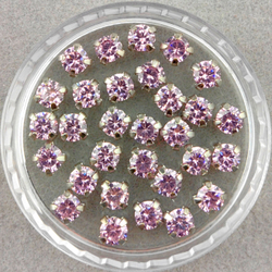 Фианиты шатоны в оправах, Pink/Platinum