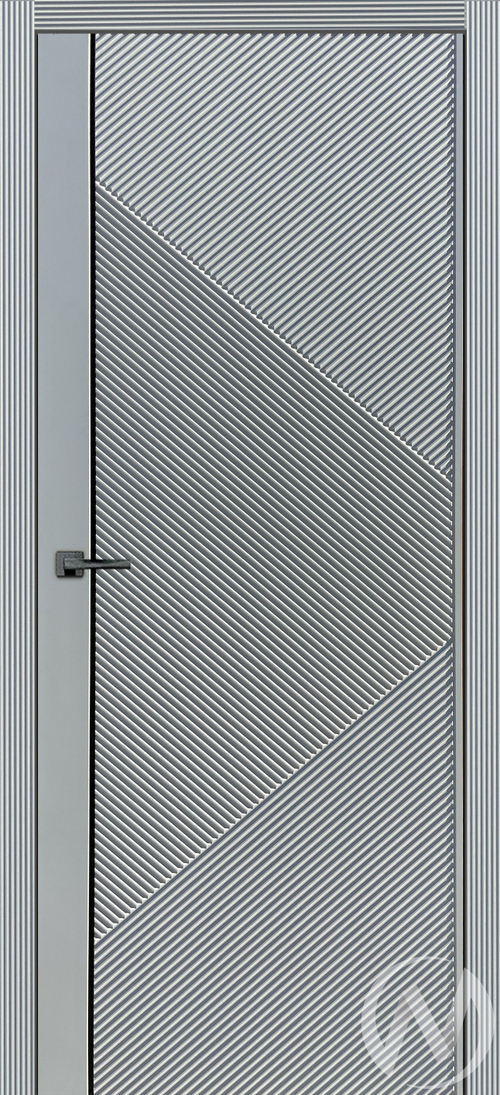 Дверь ЭКШ F-4; 80; глухая; серый софт; молдинг черный