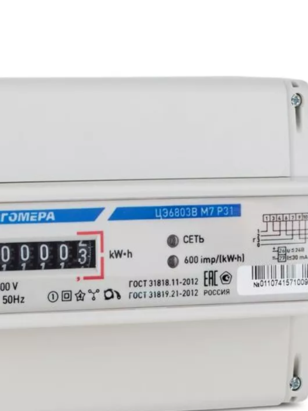 3ф. эл. счетчик ЭНЕРГОМЕРА ЦЭ 6803 В 1 230В 10-100А 3ф. 4пр. М7 Р31 DIN (Энергомера) УТ000018341