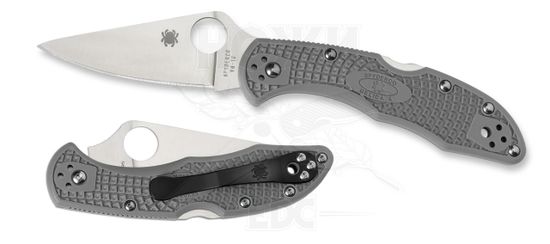 Нож складной Spyderco Delica Flat Ground Grey C11FPGY c клинком из стали VG-10, рукоять FRN