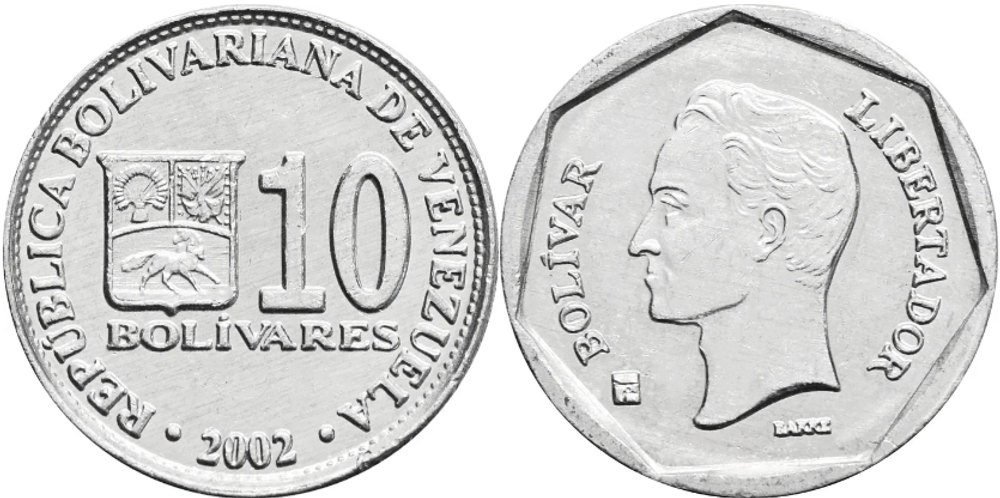Венесуэла 10 боливаров, 2002 Симон Боливар aUNC