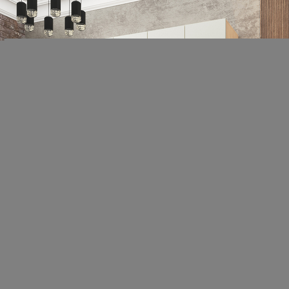 Шкаф Агератум МДФ четырехсекционный с антресолью и стеллажом Лайн керамика (0,27) А10032 матовая - Дуб Сонома 3025  210*50*240