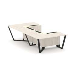 Steel Meet Стол переговорный П-образный KM-PR.B.SP-07P Денвер Светлый/Ваниль Глянец/Металл Черный 16