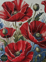 Декоративный гобеленовый чехол для интерьерной подушки Алые маки 38*38