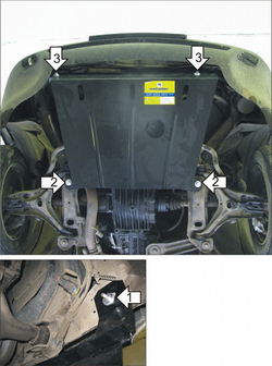 Защита картера Двигателя. 2 мм, Сталь. для Audi 80 1986-1991, Audi 80 1991-1996 MOTODOR.00101