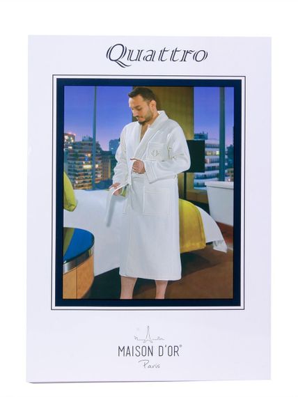 QUATTRO КУАТТРО бежевый вафельно- махровый халат  Maison Dor Турция