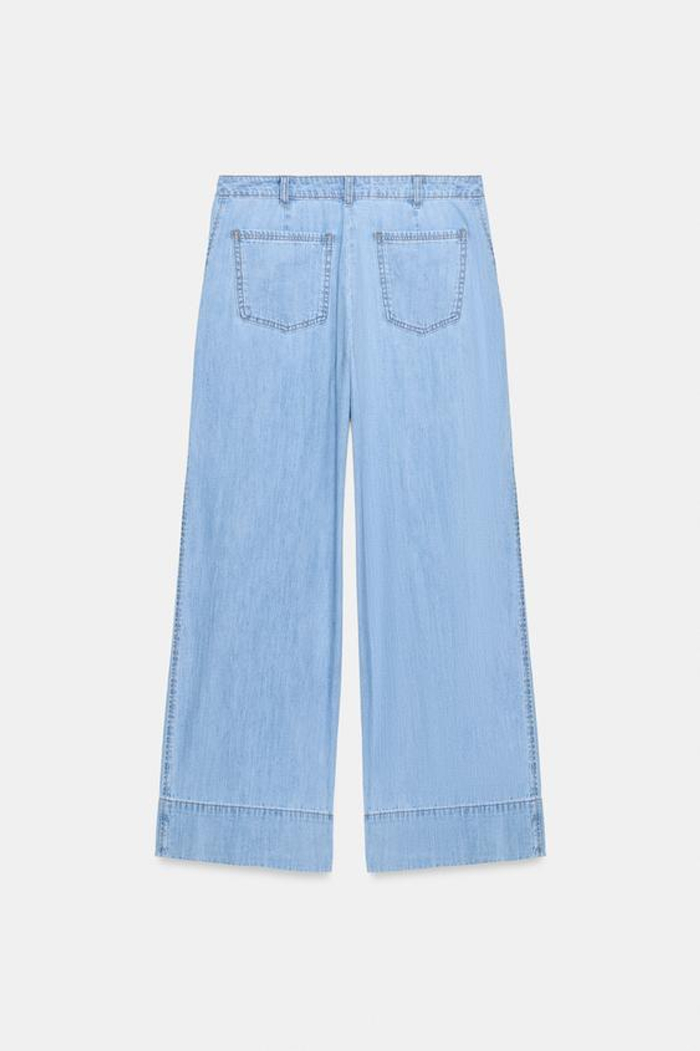 ZARA ДЖИНСЫ Z1975 WIDE LEG СО СРЕДНЕЙ ПОСАДКОЙ И ВЫТАЧКАМИ, ВЫЦВЕТШИЙ СИНИЙ