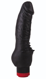 Чёрный виброфаллос с шипами у основания - 17,8 см. (Цвет: черный)