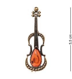 AM-1960 Брошь «Скрипка Страдивари» (латунь, янтарь)