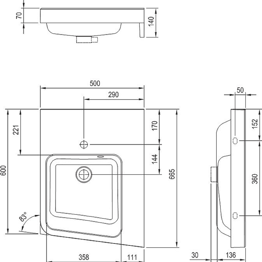 Раковина Ravak Be Happy II 50 R Белая (XJAP1100001)