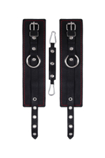 Черные кожаные однослойные оковы с контрастной строчкой (Цвет: черный)