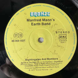 Винтажная виниловая пластинка LP Manfred Mann's Earth Band Nightingales and Bombers (Германия 1975)