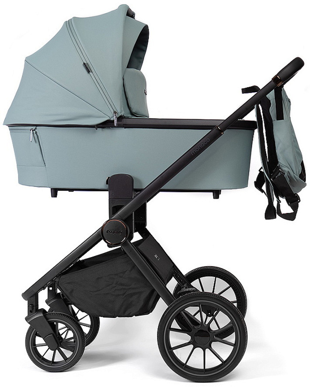 Детская коляска Peppy Monaco 3 в 1 с автокреслом Verona Beige Mint (мятный), рама черная