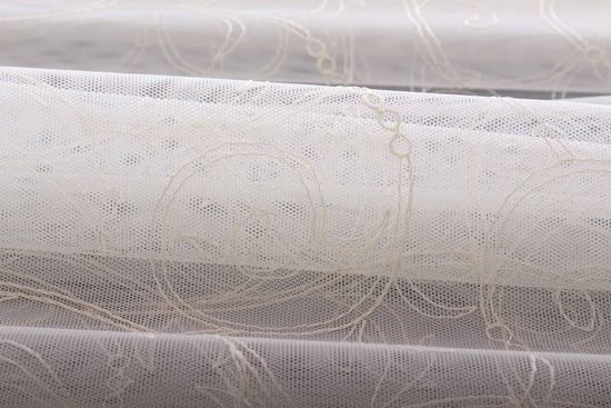 Микросетка с вышивкой Вензель (кремовый)