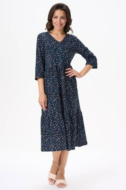 Платье расклешенного силуэта из хлопка с рукавом 3/4