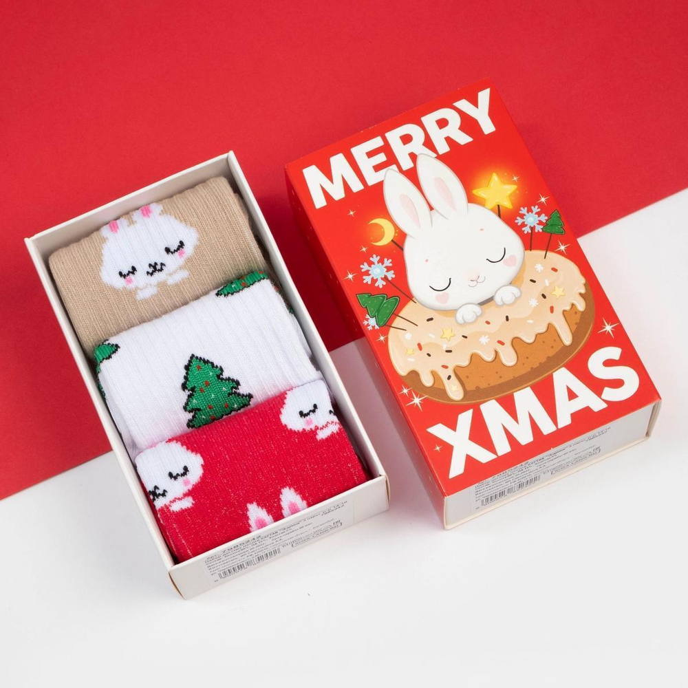 Набор носков "Зайка" 3 пары, р-р 14-16 7985242 (KAFTAN)