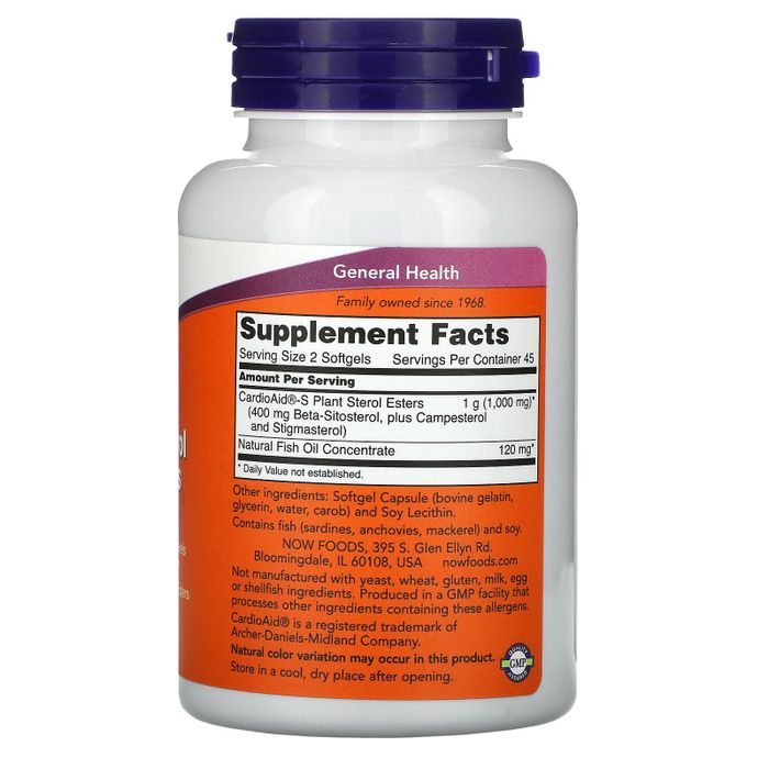 Растительные стеролы с бета-ситостеролом, Beta-Sitosterol Plant Sterols, Now Foods, 90 мягких таблеток 2