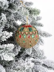 Винтажный стеклянный шар Королевские самоцветы 9 см., 1 шт., Karlsbach (13444)