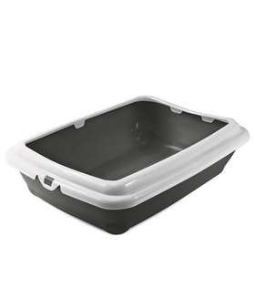 Туалет для кошек прямоугольный с бортом "Штиль", серый/светло-серый, 455*350*125мм, Gamma