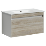 Тумба подвесная под раковину Sancos Smart, дуб бардолино/белый 890х450х500