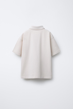 ZARA ПОЛО BOXY FIT С НАШИВКОЙ, ОТТЕНОК СЕРОГО