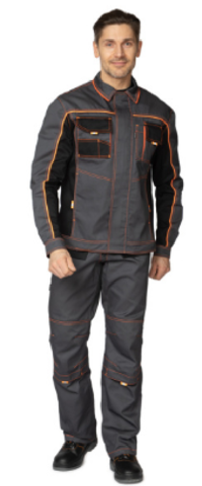 Костюм мужской "Бренд " тёмно-серый/тёмно-серый/чёрный (куртка и полукомбинезон)