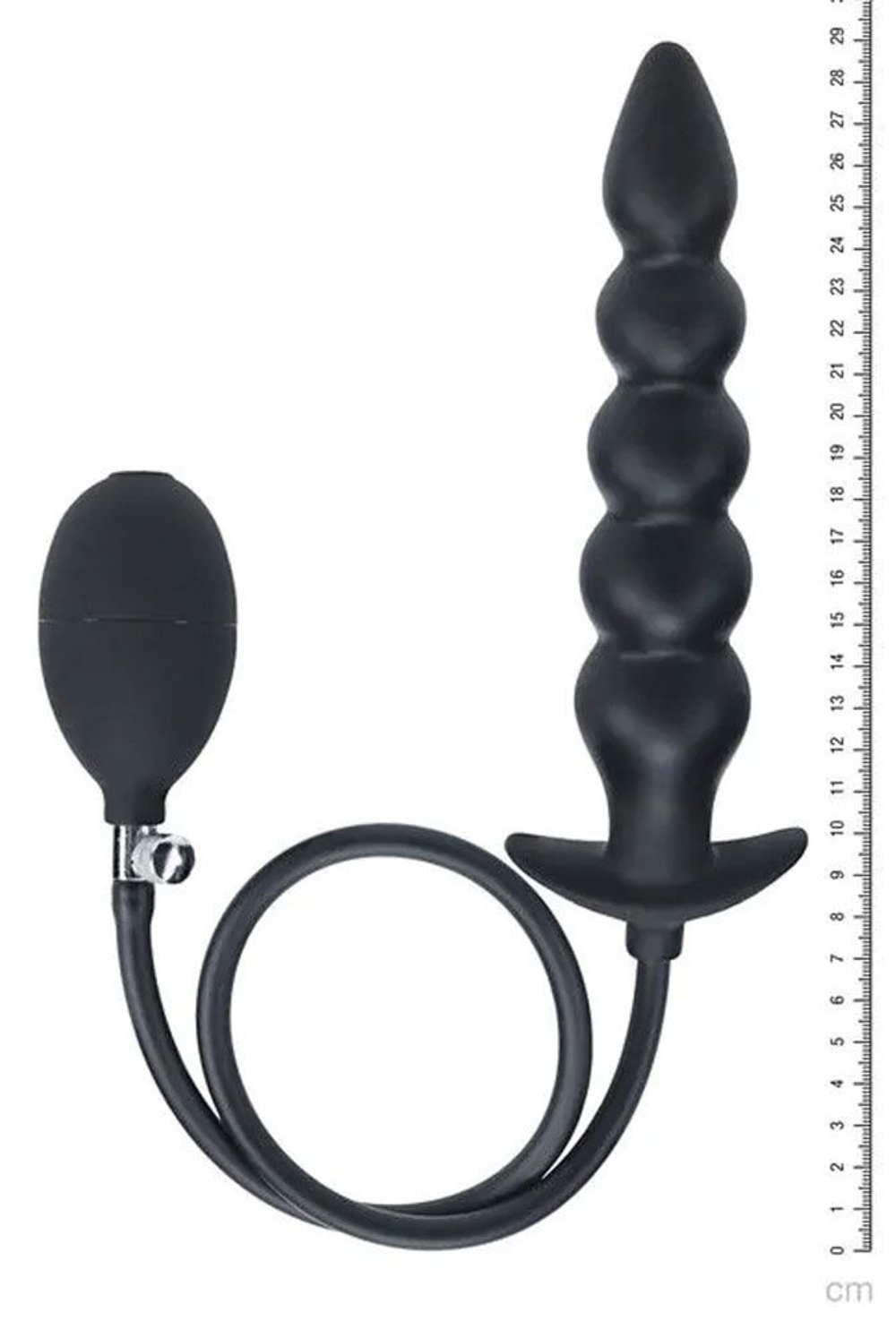 Черная анальная елочка с функцие расширения Beaded Inflatable Silicone Anal Plug (Цвет: черный)