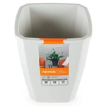 Кашпо квадратное с дренажной вставкой Лаунж 4л,8л светло-серое С372СЕР