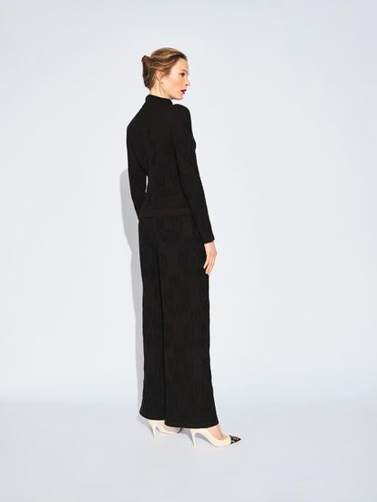 Женский свитер черного цвета из шелка и кашемира - фото 5
