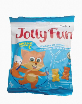 Мармелад Jolly Fun персик-клубника с сахарной обсыбкой Витамин С 70гр