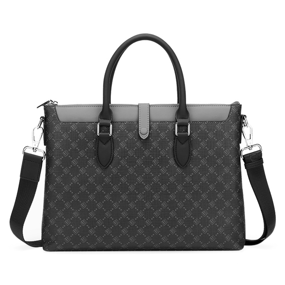 POLO PVC Synthetic Leather 15 Inch Laptop Bag, Handbag, Men"s Crossbody Bag Briefcase Large Men"s Black