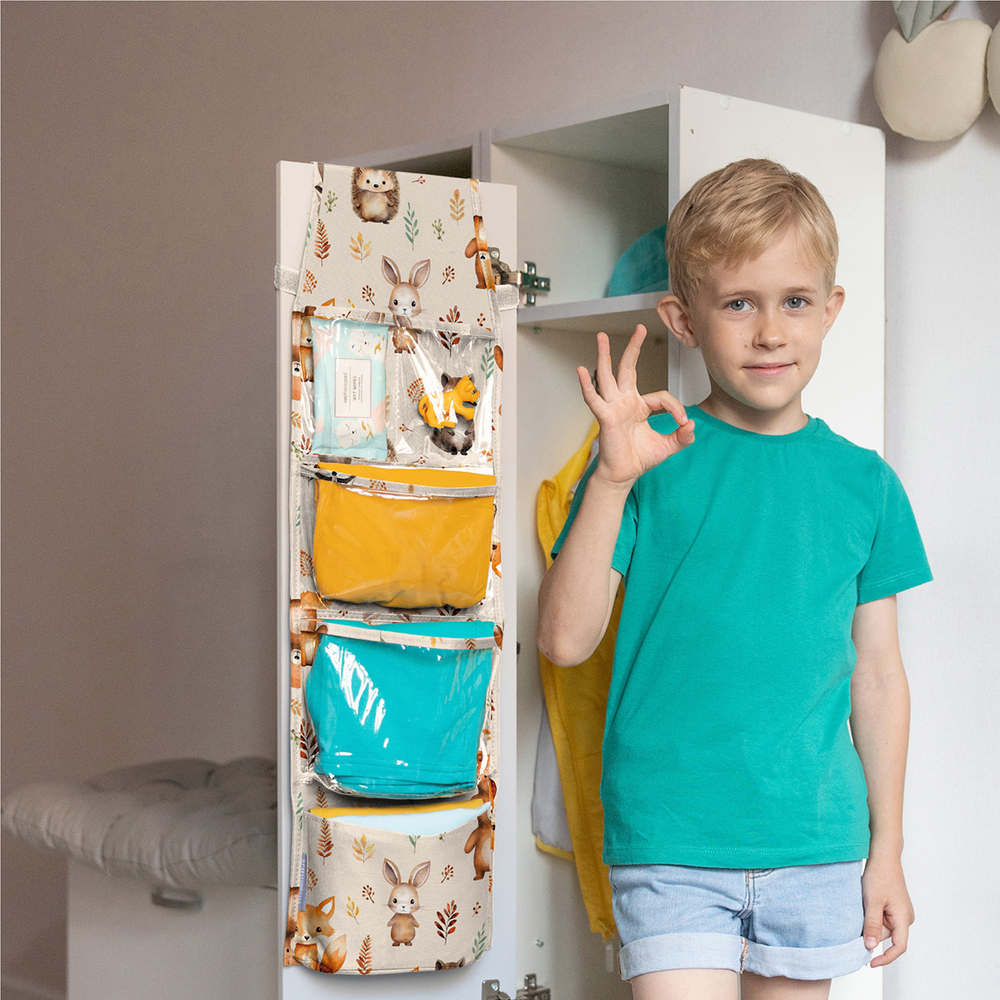 Кармашки для детского сада на липучке. Лес принт