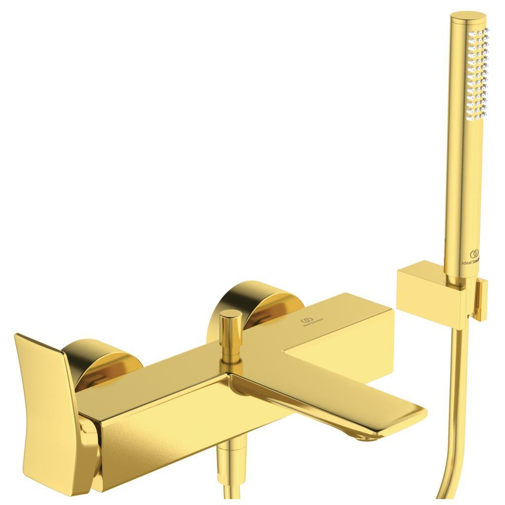 Смеситель  настенный Ideal Standard Conca для ванны с душевым комплектом, цвет - Brushed Gold/Шлифованное золото
