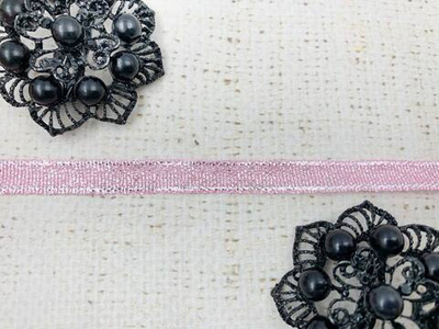 Лента парча, ш. 0,6 см, розовый