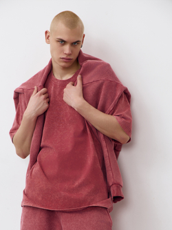 Футболка garment dyed (бордовый)