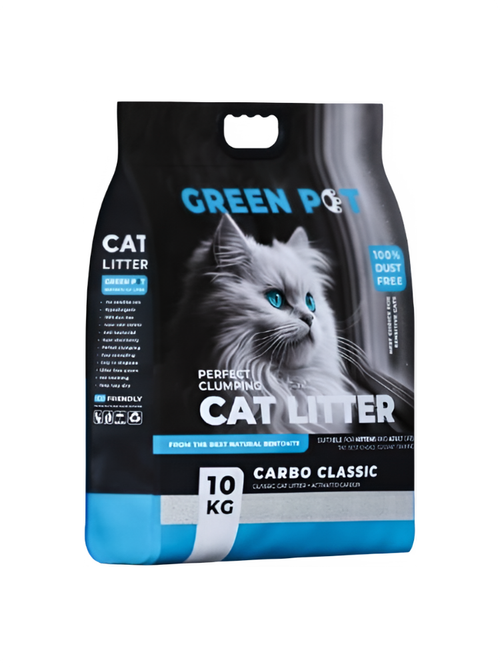 Green pet бентонитовый наполнитель для кошек гранулированный карбон