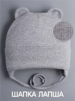 Шапка детская с ушками на завязках на осень