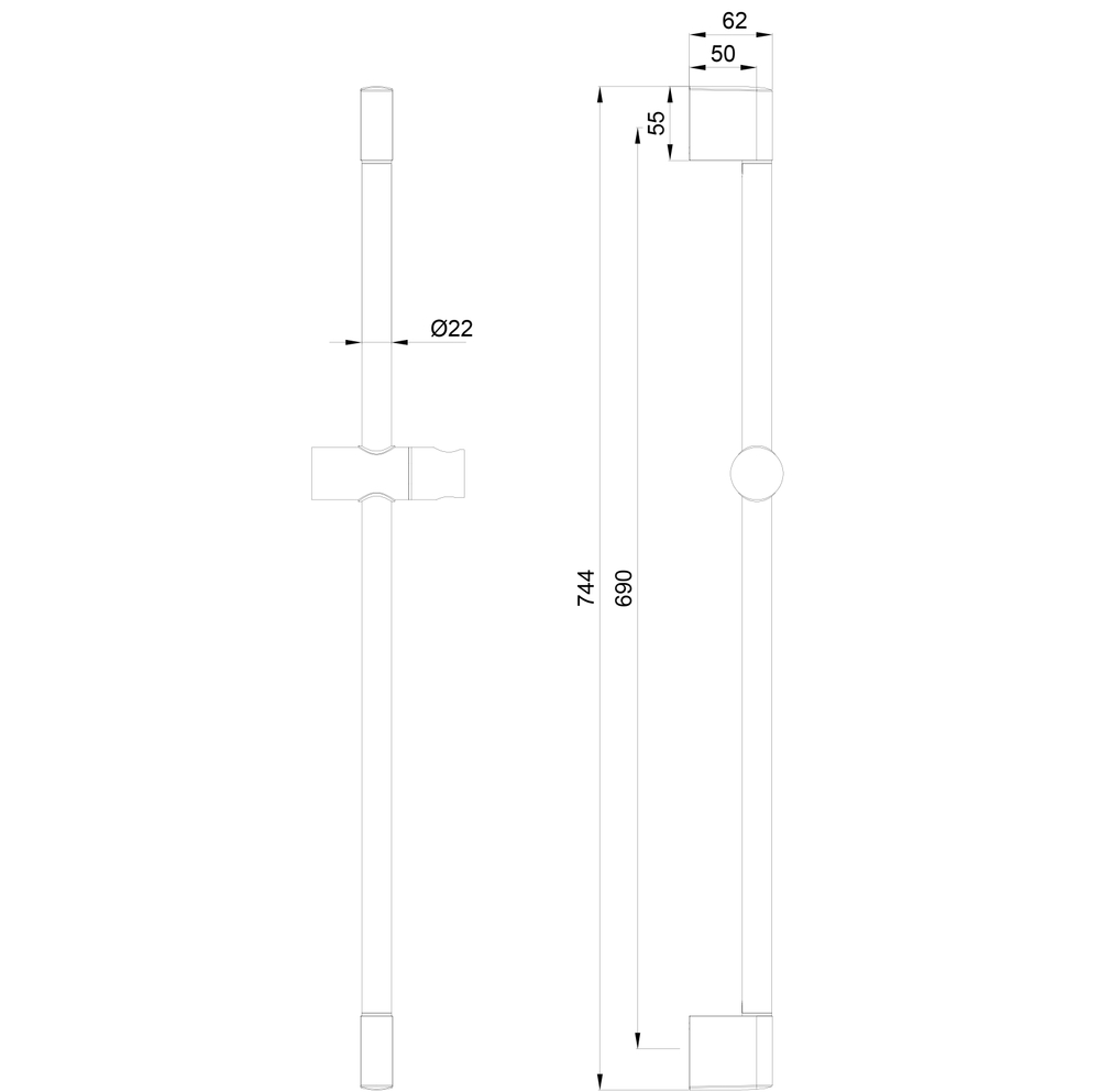 Душевая штанга WONZON & WOGHAND, Брашированное золото (WW-SL03-BG)
