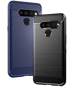 Чехол для LG V50 ThinQ цвет Blue (синий), серия Carbon от Caseport