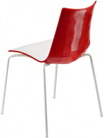 Стул пластиковый Scab Design Zebra Bicolore 4 legs, белый, красный