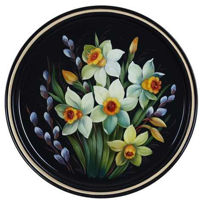 Жостовский поднос декоративный, размер 30 см (A9), металлический