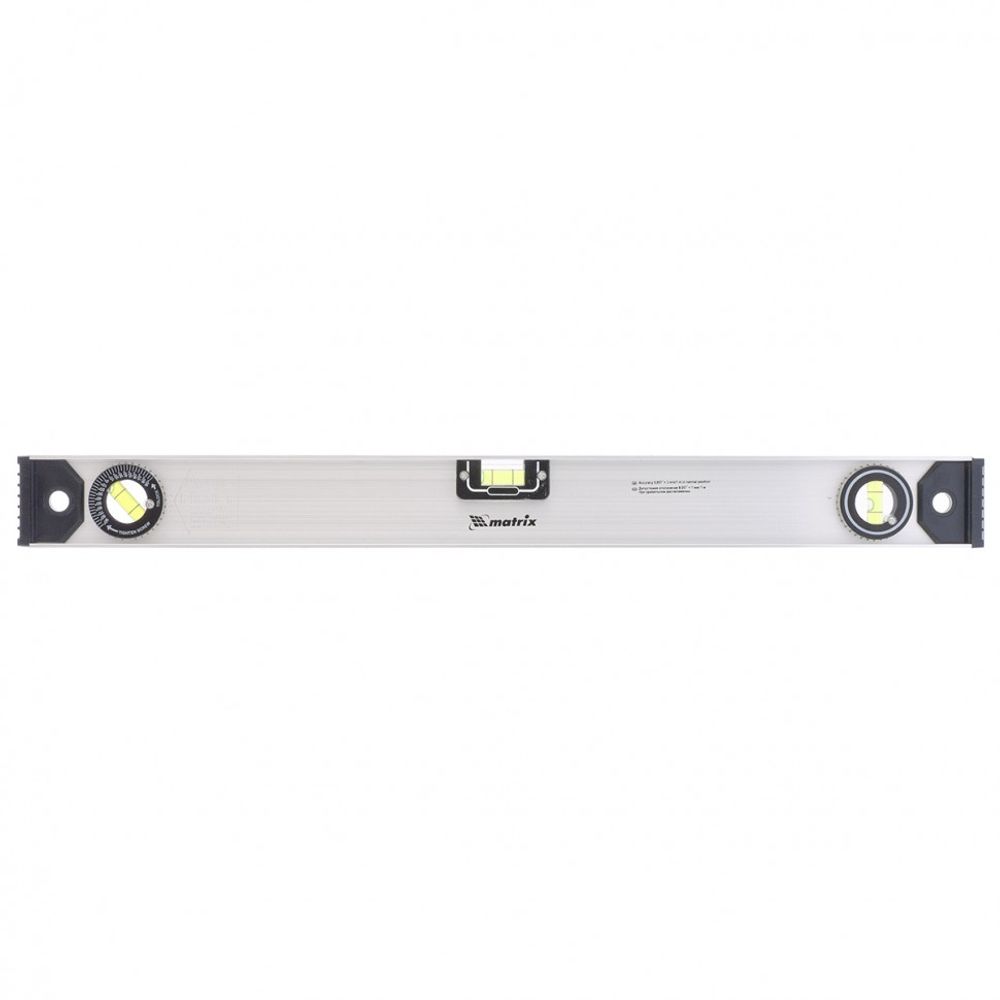 Уровень алюминиевый "Рельс", 600 мм, 3 глазка (1 поворотный) Matrix, 34023