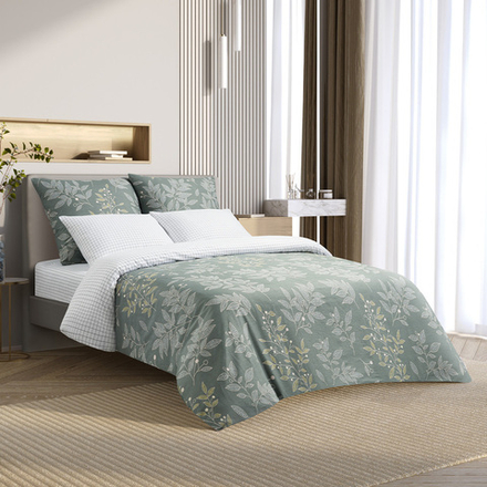 Комплект постельного белья Harmonica Евро с простыней на рез. 180х200 САТИН "Делия" (2 нав. 70х70 и 2 нав. 50х70)