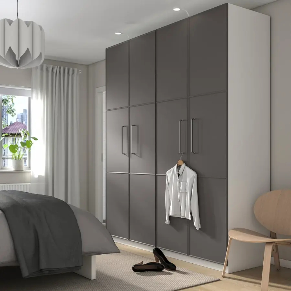 Платяной шкаф - IKEA PAX/MERÅKER, 200x60x236, белый /темно-серый ПАКС ИКЕА